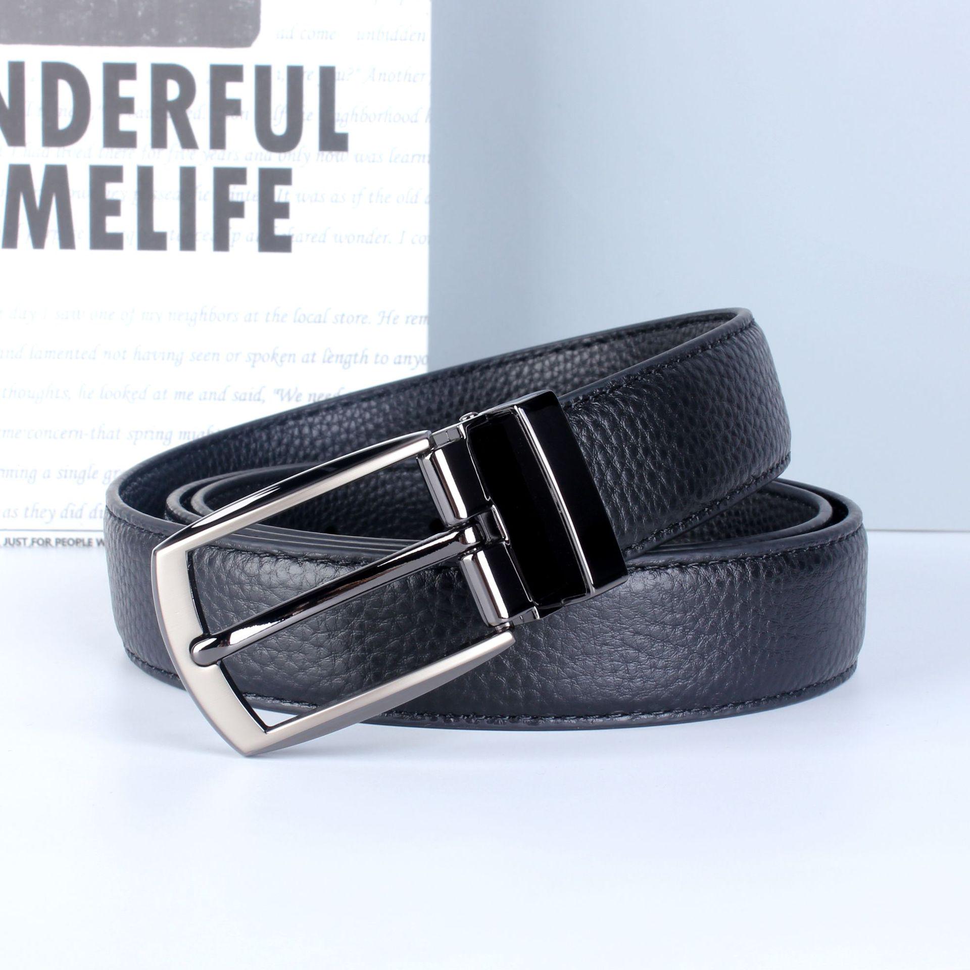 

Men s Genuine Leather Pin Buckle Belt - 3.0 Wide, Top Layer Cowhide, Versatile for Business & Casual Wear 110 cm