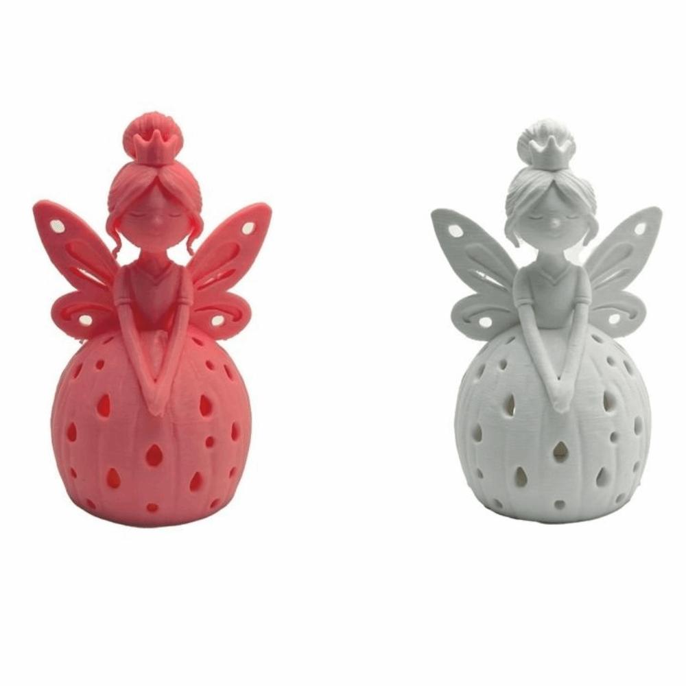 Decorative 3D Printing Fairy Candlestick Ornaments Hollow-out Wings Girl Candle Holder Home Decor Desktop Ornaments Living