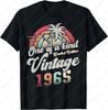 Vintage 1965 Geburtstag 60 Jahre Palmen Retro TShirt Casual Men Women Unique Summer Tees Breathable Oneck  Cotton Graphic Tops