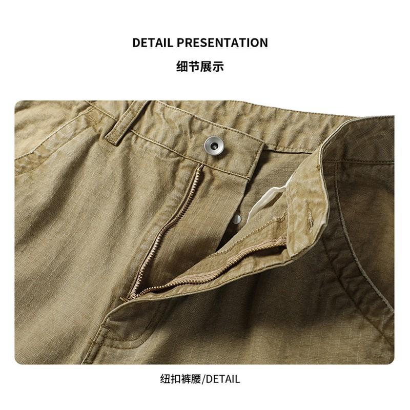 Mens Streetwear Cargo Pants Relaxed Fit Straight Leg Distressed Denim Look Casual Trousers