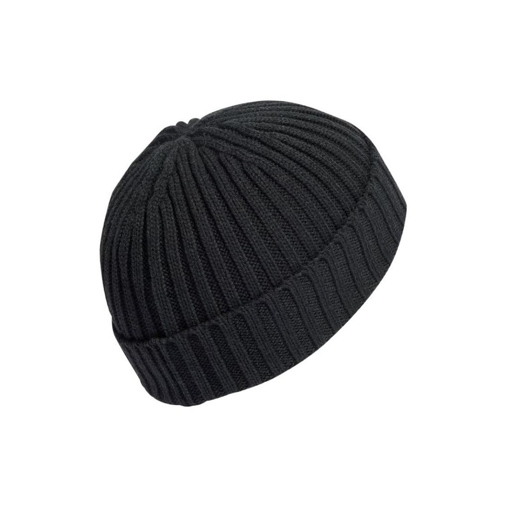 adidas Czapka z prążkowanej dzianiny z naszywką z logo, polar z recyklingu, męskie czapki, czarna, IB2656