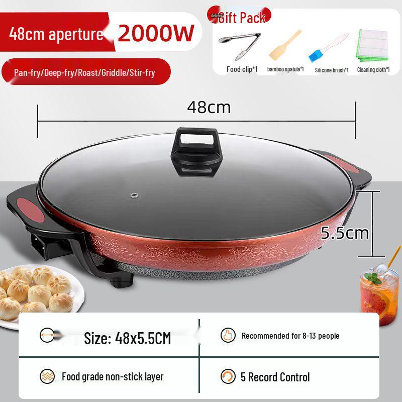 Extragroße antihaftbeschichtete elektrische Grillplatte: Multifunktionale Pfanne zum Frittieren & Backen für Pfannkuchen & Roti