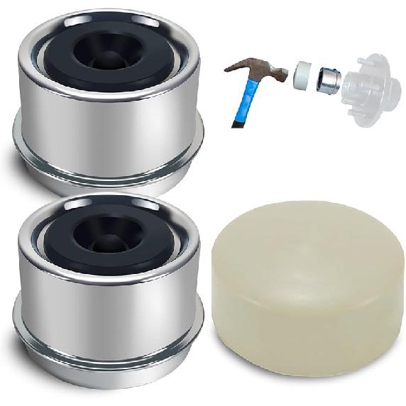 1.98" Trailer Hub Caps (4PCS) With Rubber Plugs & Tallation Tool Snug-Fit, Rust-Resistant Bearing Dust Caps For 2000-3500 Lb Axles Protects Trailer