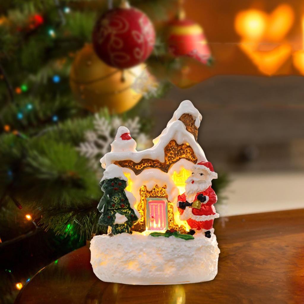 Christmas Figurine Gift Village House Statue for Housewarming Desktop Indoor