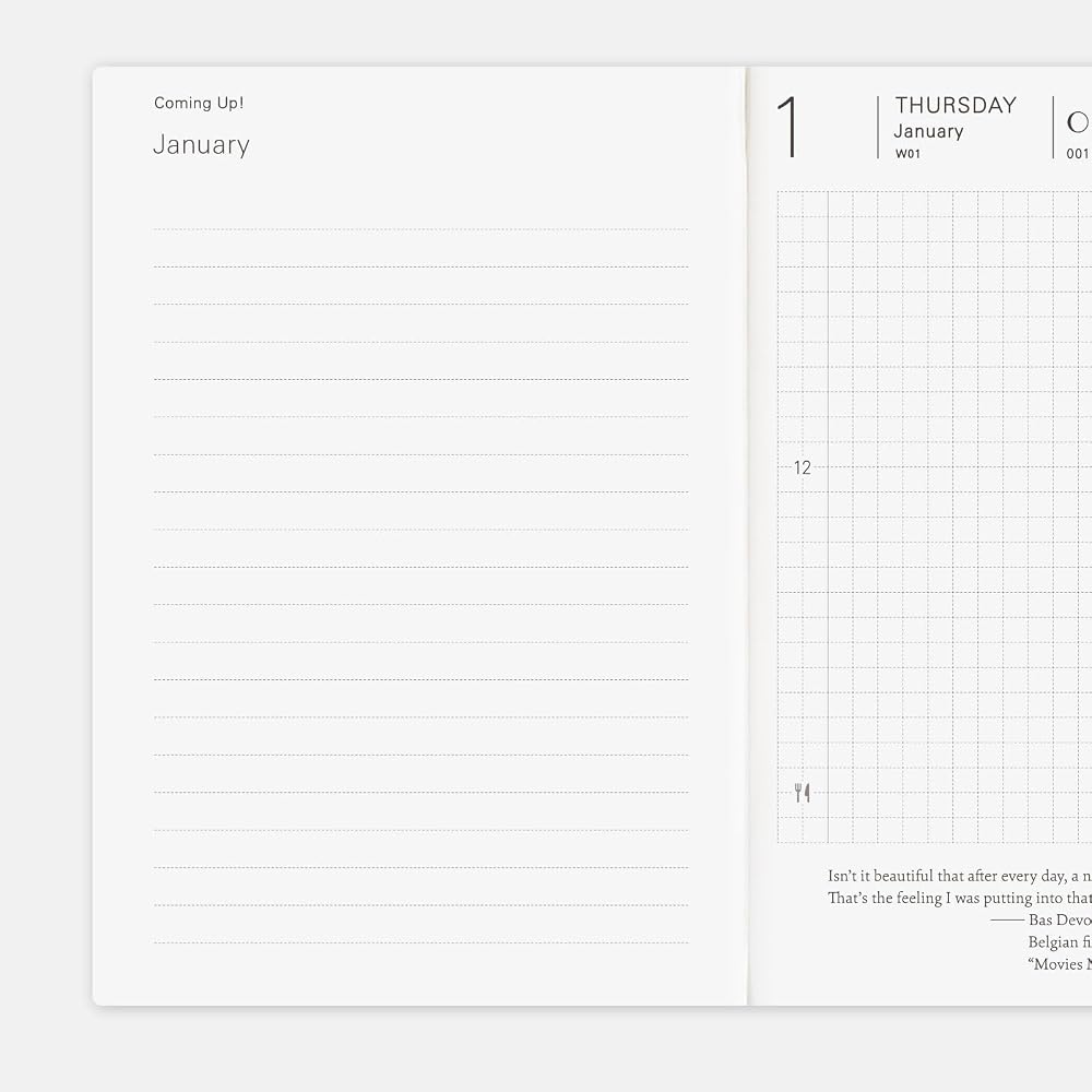 Hobonichi Notebook 2026 Main Unit Planner [A6/1 day 1 page (English) /January/Monday start]
