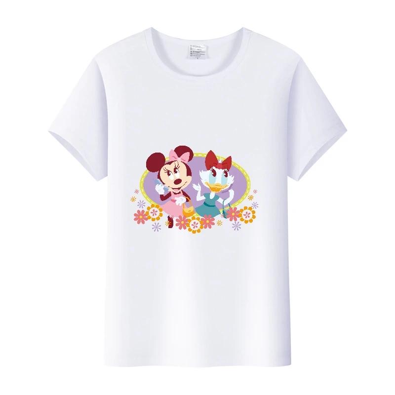 Casual Cartoon Minnie Summer Blouses T-shirt White 2000s Tees Tshirt Mickey Mouse Tops Oversized Clothes Unisex