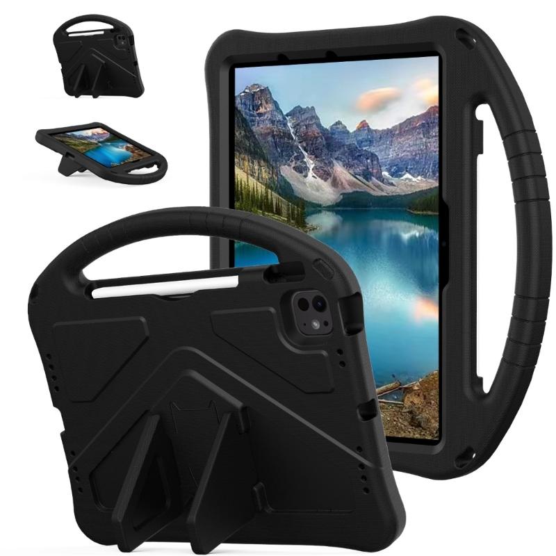 Kids Universal Case Handheld for Air 11 2024 Tablet Hard Stand Handle Cover Tablet Shockproof Protective Case Cover чёрный