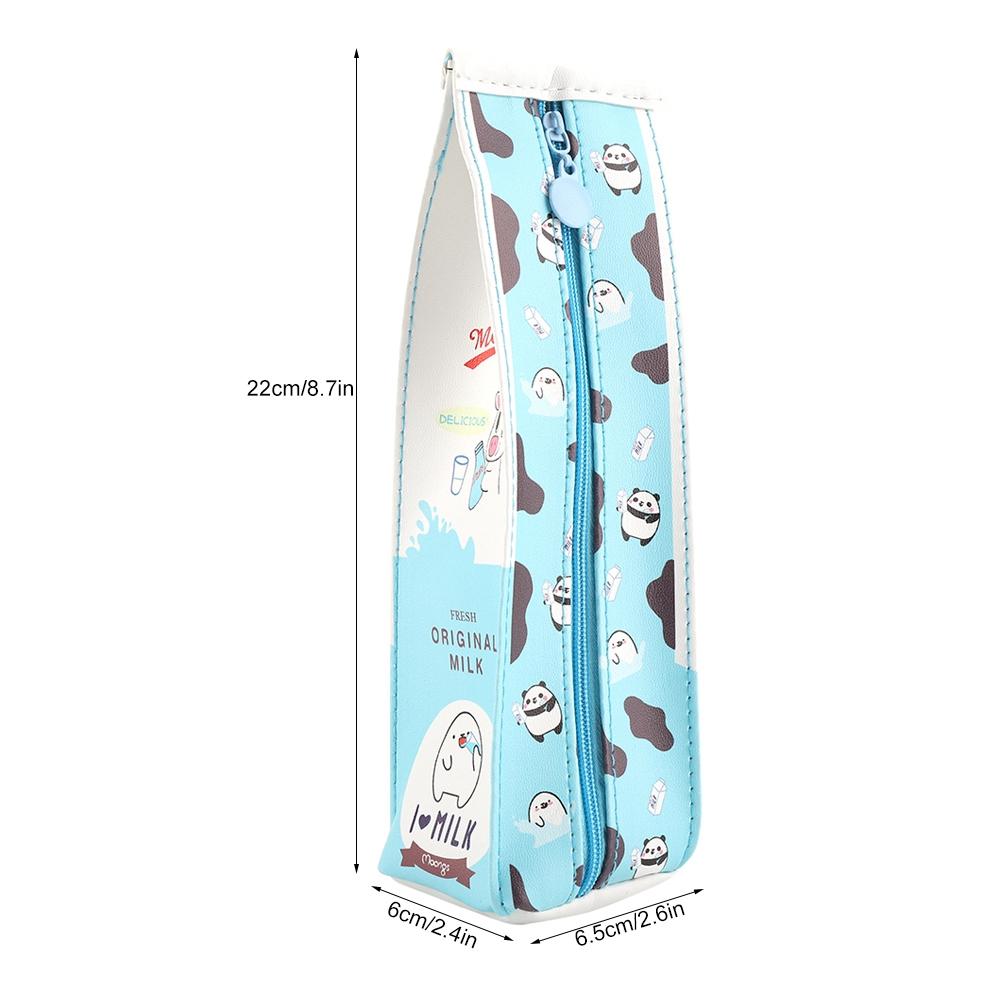 3Colors Cartoon Milk Stationery Bag Waterproof PU Large Capacity Pencil Case Storage Bag