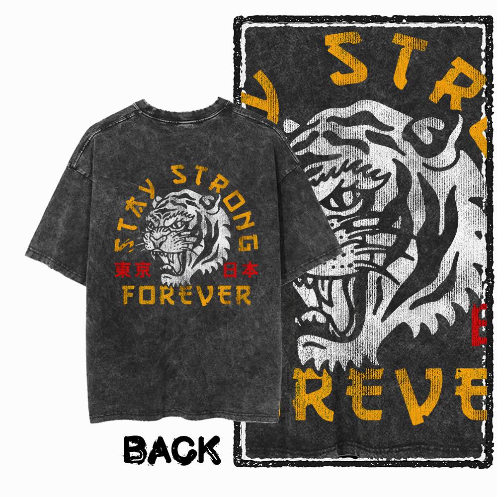 G Back Print Cool  Cotton Tiger Printed Mens Tshirt  Acid Washed  Streetwear Big Size Oneck mens Tee Tshirt S