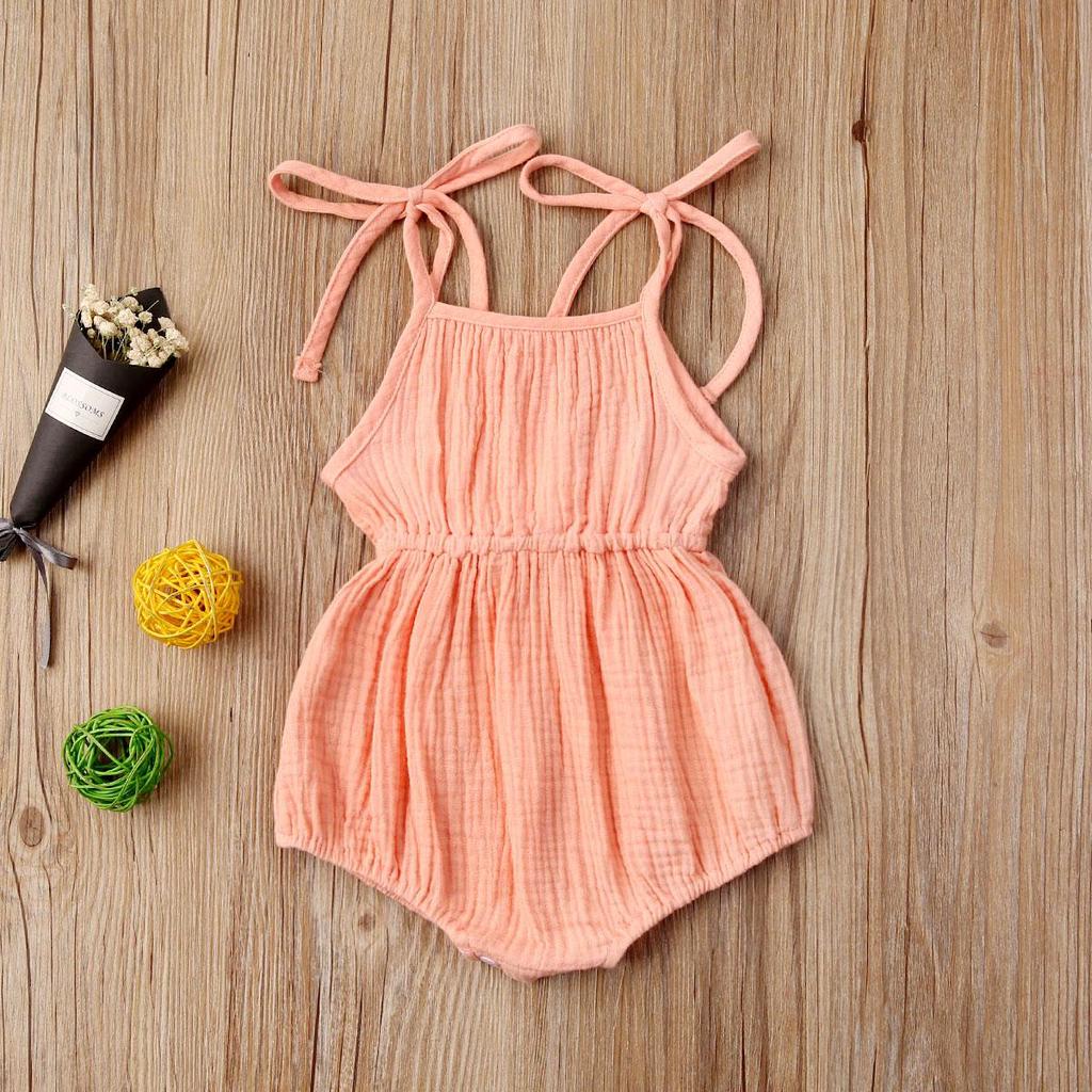 Baby Girls Bodysuit Solid Romper Jumpsuit Outfit Summer Bowknot Newborn Kids Infant Clothes