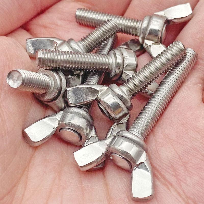 304/201 Stainless Steel Wing Head Hand-Tightening Screws, DIN316, Ram's Horn, Round Head, Machine Screws M3-M10, Metric/Imperial