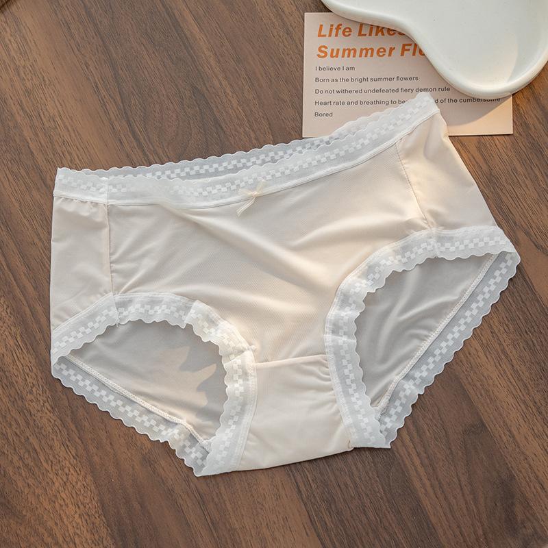 Female Summer Ultra Thin Ice Silk Naked Breathable Antibacterial Cotton Crotch Waist Non Trace Quick Dry Briefs