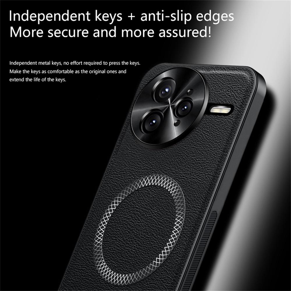 For Xiaomi Redmi K80 5G Case Compatible with MagSafe PU TPU PC Phone Back Cover with Metal Lens Frame