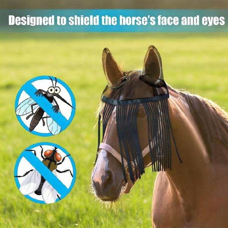 Strong Dark Fly Cover For Equines Offering Breathable Openwork Structure And Gentle Inner Lining