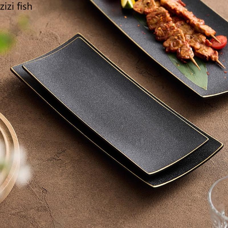 Vintage Hand Painted Ceramic Sushi Plate Dessert Dim Sum Plate Fish Plate Restaurant Molecular Cuisine Specialty Tableware