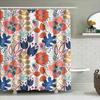 Floral Shower Curtain Bath Mat Decor, Modern Printed Waterproof Fabric Bathroom Rug Set Pink Blue Orange Green Leaves Flower Des