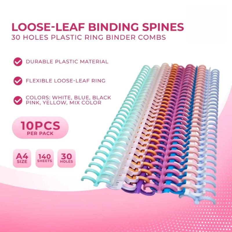 10Pcs Loose Leaf Plastic Binder Combs 30 Holes Binding Rings For A4 Paper Loose-Leaf Binder Opening Plastic Ring