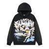 Mixed Emotion Streetwear Angel Print Hoodie Loose Fit Casual Sweatshirt Youth