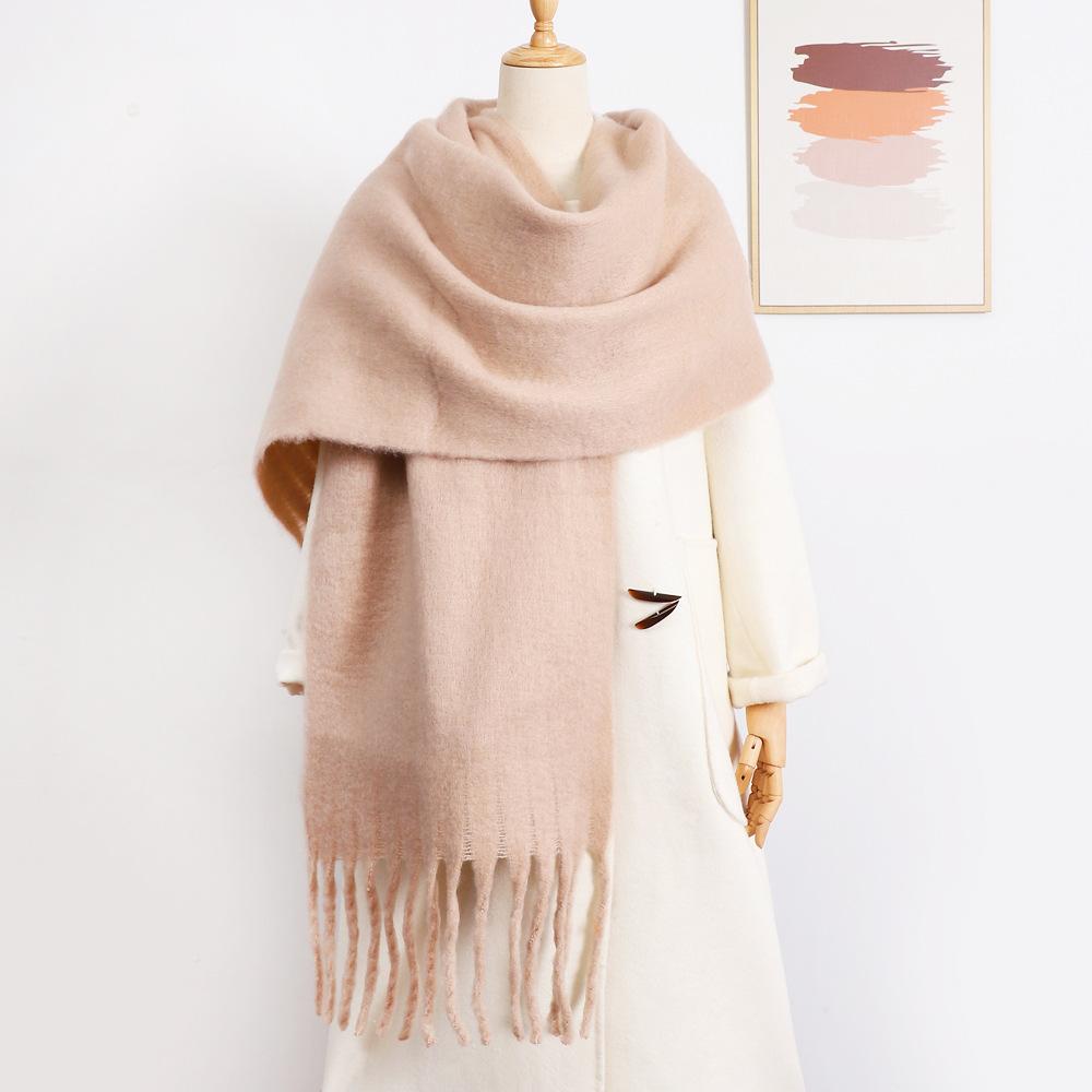 Winter Damen Neuer Haima Haar Imitationskaschmir Schal Vielseitig Premium Tragen Einfarbig Paar Klimaanlagen Schal Damen