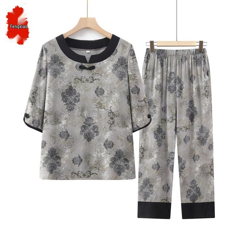 

Женский летний повседневный топ с круглым вырезом для пожилых 4XL