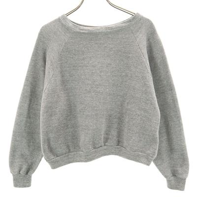 70s Made In USA Raglan Sweat XL Gray Vince Fleece Lining Women Used