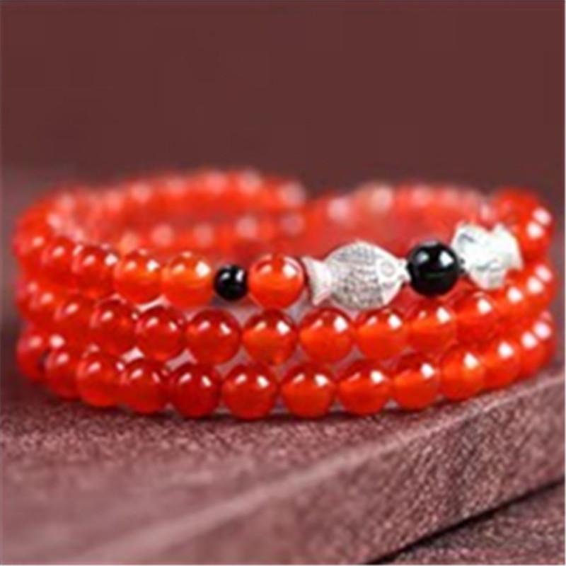 Red Agate Zodiac Guardian Deity108Buddhist Bead Bracelet for Men and Women, Personal Zodiac Buddha Prayer Bead Bracelet