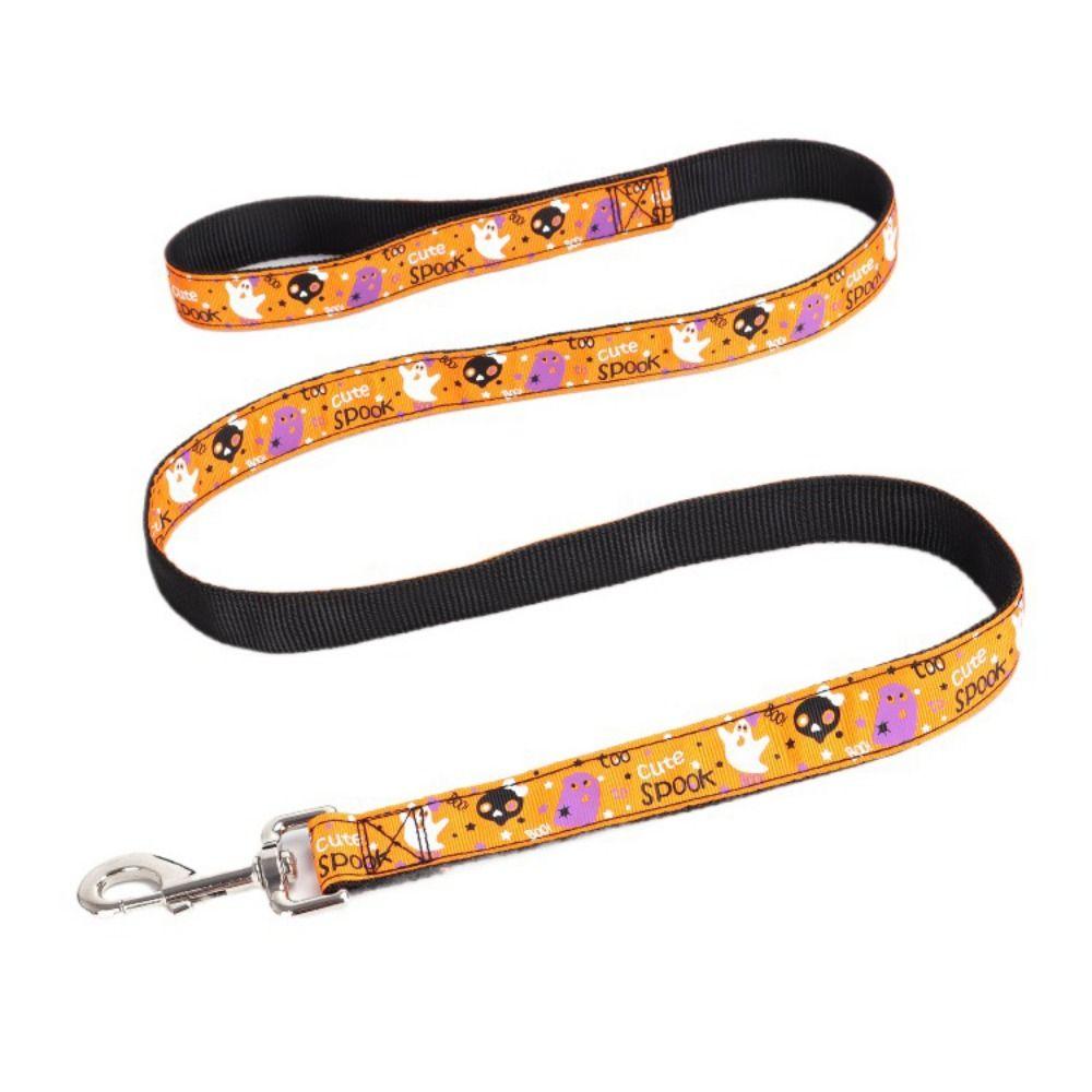 Adjustable Pet Pumpkin Skull Collar Quick Release Dog Traction Rope  for Dogs Cats