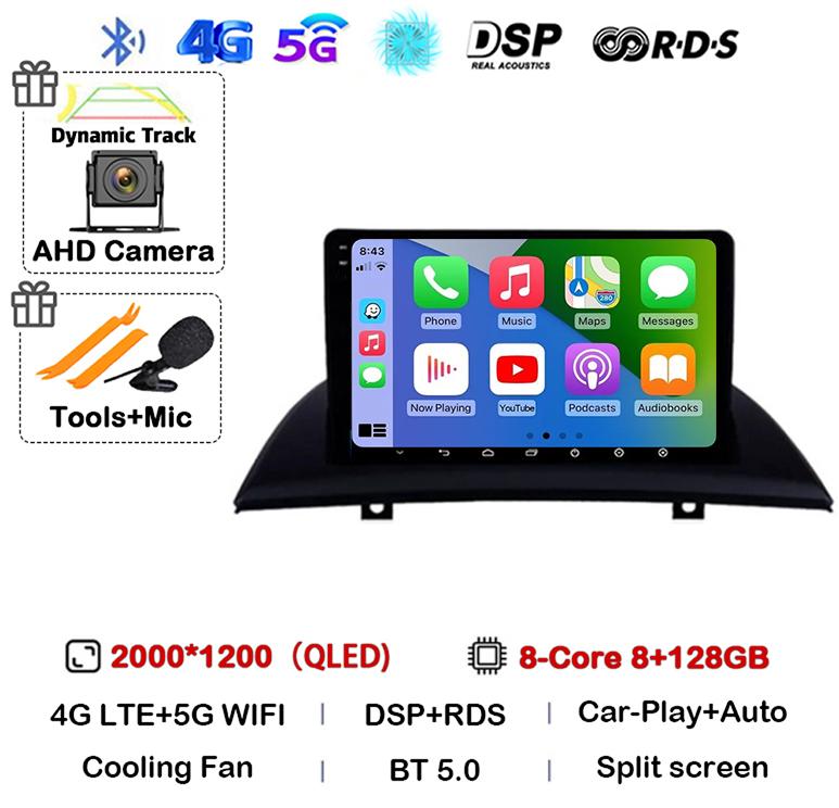 Android 14 Carplay Auto Car Radio For BMW X3 E83 2004 2005-2007-2009 2010 2011 2012 Multimedia Stereo Video Player GPS 4G WIFI