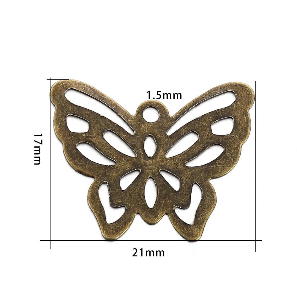100Pcs/Lot Butterfly Small Charms Necklace Filigree Wraps Pendants Earring Connectors For DIY Jewelry Making Accessories