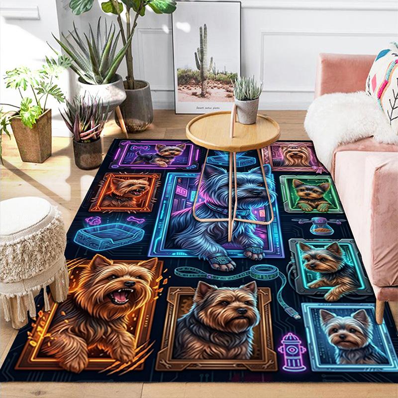 Cybernetic Canine Collage Pattern Rug Floor Mat for Living Room or Bedroom Soft and Comfortable Carpet a Gift for Birthday and Holiday.