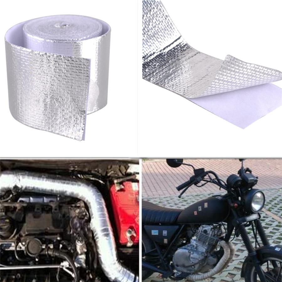 5PCS 2"x5Meter Aluminum Reinforced Tape Adhesive Backed Heat Shield Resistant Wrap Intake Silver