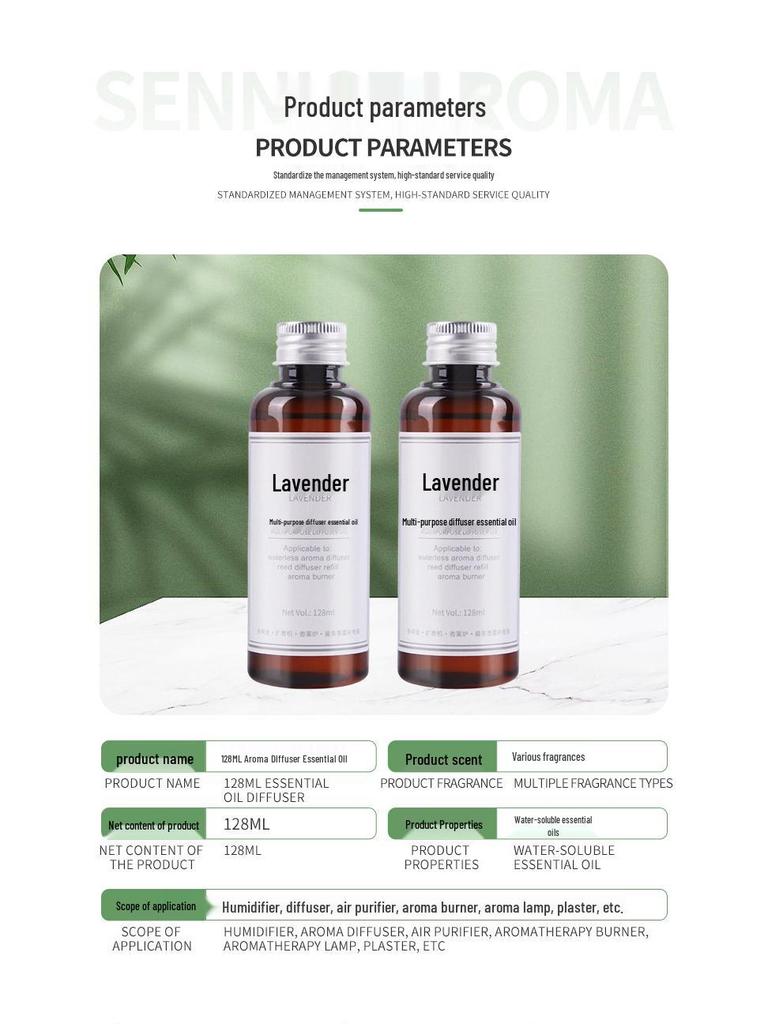Hotel Aroma High-Concentration Lavender Diffuser Oil - Alcohol-Free, 128ml Indoor Fragrance Refill