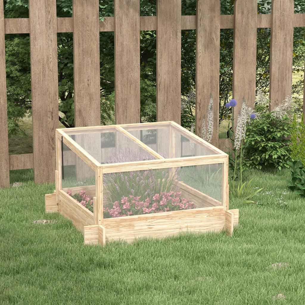 2-In-1 Wooden Greenhouse Planter Box - Natural
