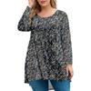 Women's Plus Size Top, Garden Collar Long Sleeved Shirt, Fashionable Floral Print Casual Top