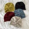Curling Lazy Wind Drawstring Stacking Hat Outdoor Knitted Wool Pullover Hat Solid Color Ear Protection Cold Hat Headgear Women