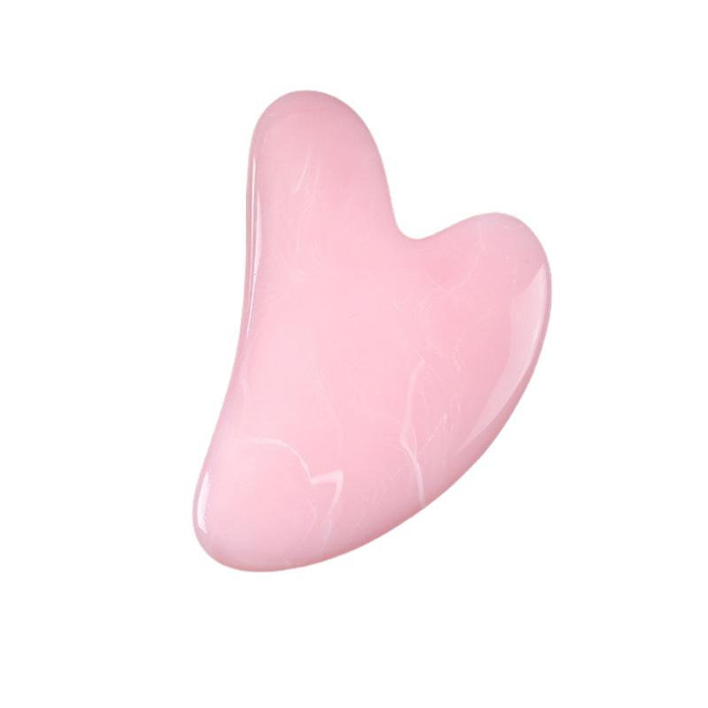 Heart-Shaped Rose Quartz Dual Roller & Massage Board Set - Non-Jade White Facial Tool