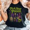 Vintage Pick Your Poison Shirt, Witch Potion Halloween Graphic Tee, Spooky Season Comfort Colors T-Shirt, Witchy Gift for Women