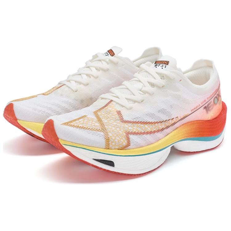 Xtep Velocità 160X 5.0 Ammortizzazione Confortevole Leggere Scarpe da Corsa Basse Sneaker Donna Bianco Rosso Arancio 977118119985-21