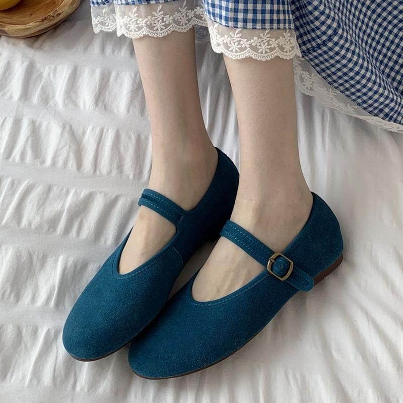 Fashion 2025 new women's flat shoes Single-strap shallow-mouth Mary Jane shoes for women Large-size ballet comfortable female shoes