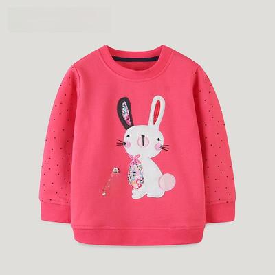 Girls' Autumn Sweatshirt: Rabbit Embroidery, Casual European Style Long Sleeve Top