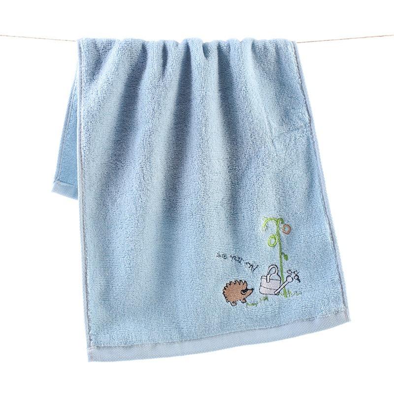 1Pc 25x50cm Cartoon Hedgehog Embroidery Cotton Soft Absorbent Children Baby Bathroom Hand Face Towel