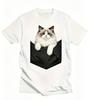 Funny 3D Cat In Pocket TShirt Creative Ginger Cat Graphic Tee Realistic Animal Print Top Unique Illusion Summer Casual Tshirt