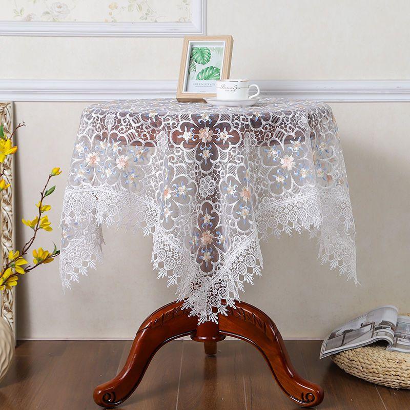 European Embroidery Tea Table Tablecloth Lace Dining Table Cloth Cover Cloth Bedside Table Glass Gauze Round Table Multi-purpose Cover Cloth