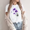 Camiseta Pulóver Casual de Moda para Mujer con Cuello Redondo Estampado y Manga Corta