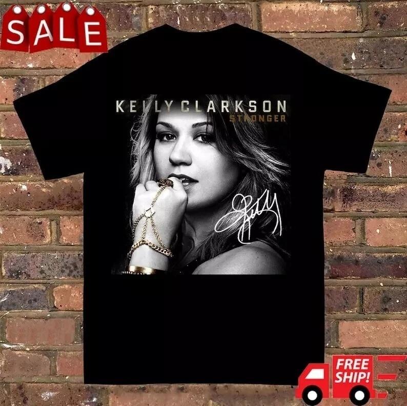 РЕДКАЯ Черная футболка Kelly Clarkson Stronger Signature Размер S-2XL Унисекс L
