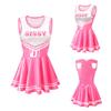 LittleForBig Women's Cheerleader Mini Dress, Shiny Faux Leather Sleeveless Dress, Pink, Size 2XL