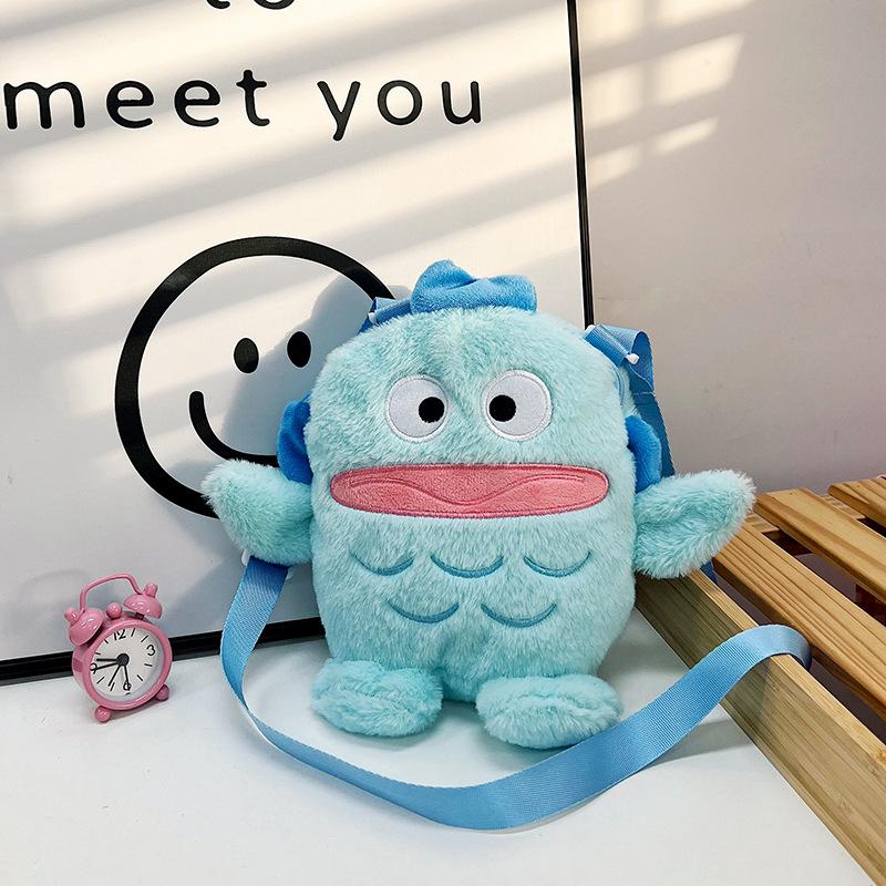 

Осень и зима новая милая плюшевая сумка-кукла в виде голубой рыбы-клоуна, маленькая сумка, мягкая, для девочки, детская на плечо, сумка-мессенджер синий