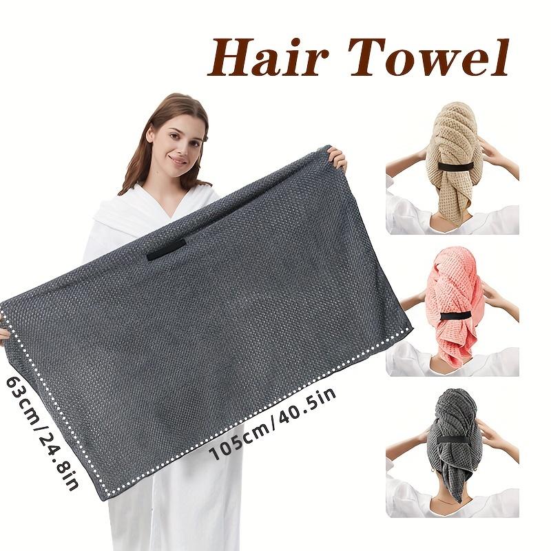 New Microfiber Hair Towel Extra Wrap Quick Dry Hair Towel Wrap With Elastic Band , Ultra Absorbent Soft Hair Towel Wrap Turban