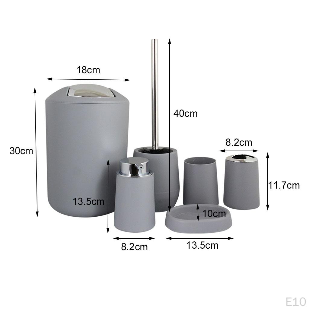 6pcs Bathroom Accessories Set Bath Ensemble Toothbrush Holder Lotion Dispenser Soap Dish Trash