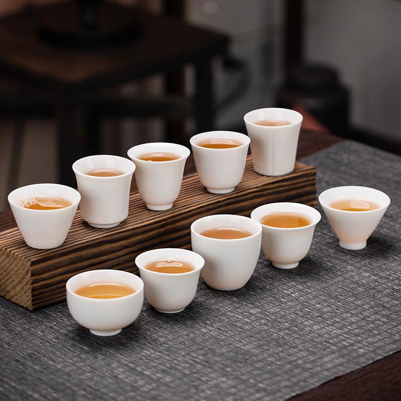 Mutton Fat White Porcelain Kung Fu Tea Cup: Ceramic Tasting Cup for Tea or Wine